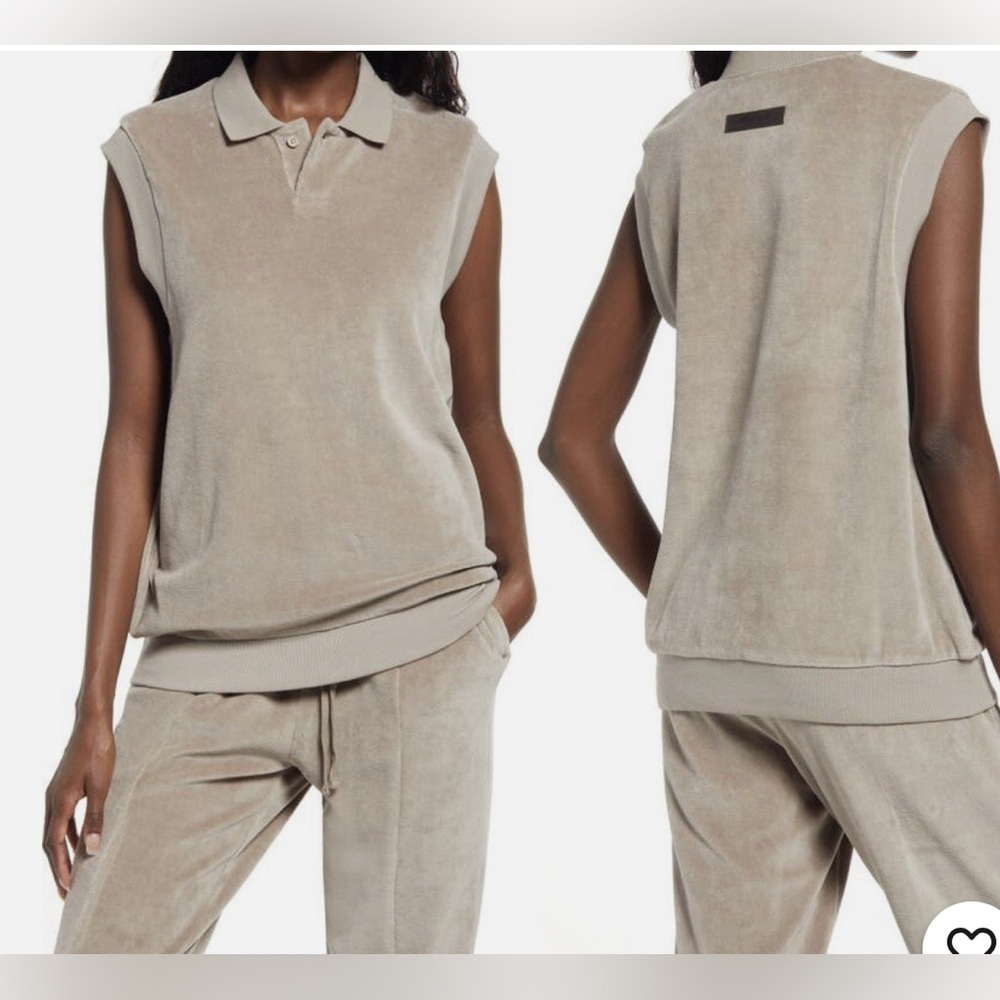 Fear of God Gray Sleeveless Polo Knit Top Women’s Size M Authentic Minimalist